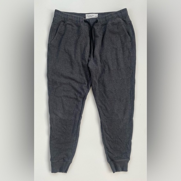 Abercrombie & Fitch Men's Gray Black Herringbone Joggers Size Large - Picture 1 of 8